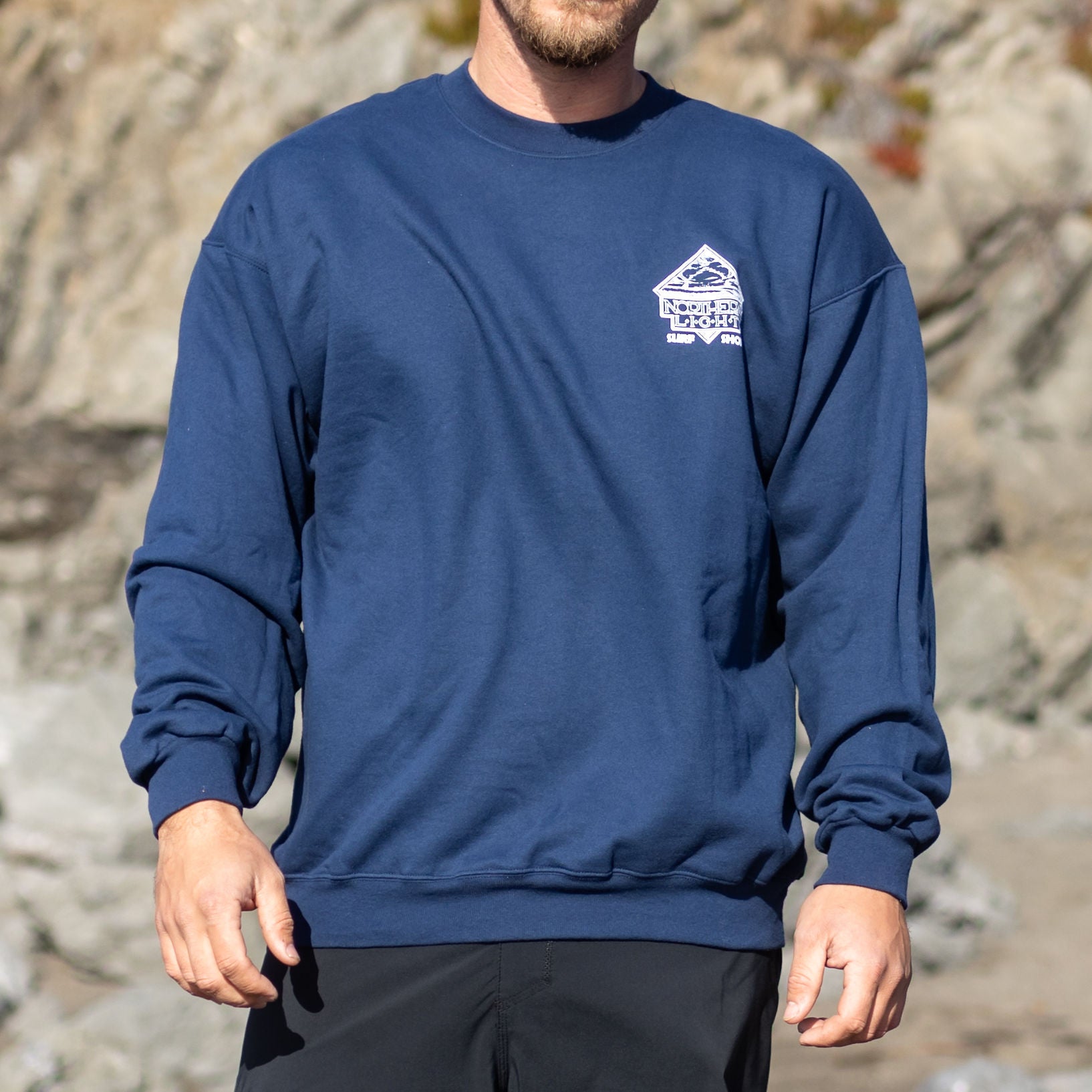 NAVY BLUE CREW NECK SWEATSHIRT - FRONT 