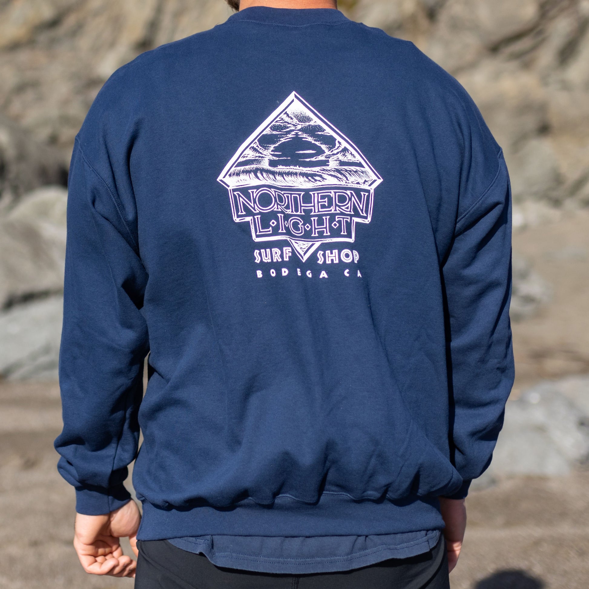 NAVY CREW NECK SWEATSHIRT - BACK 