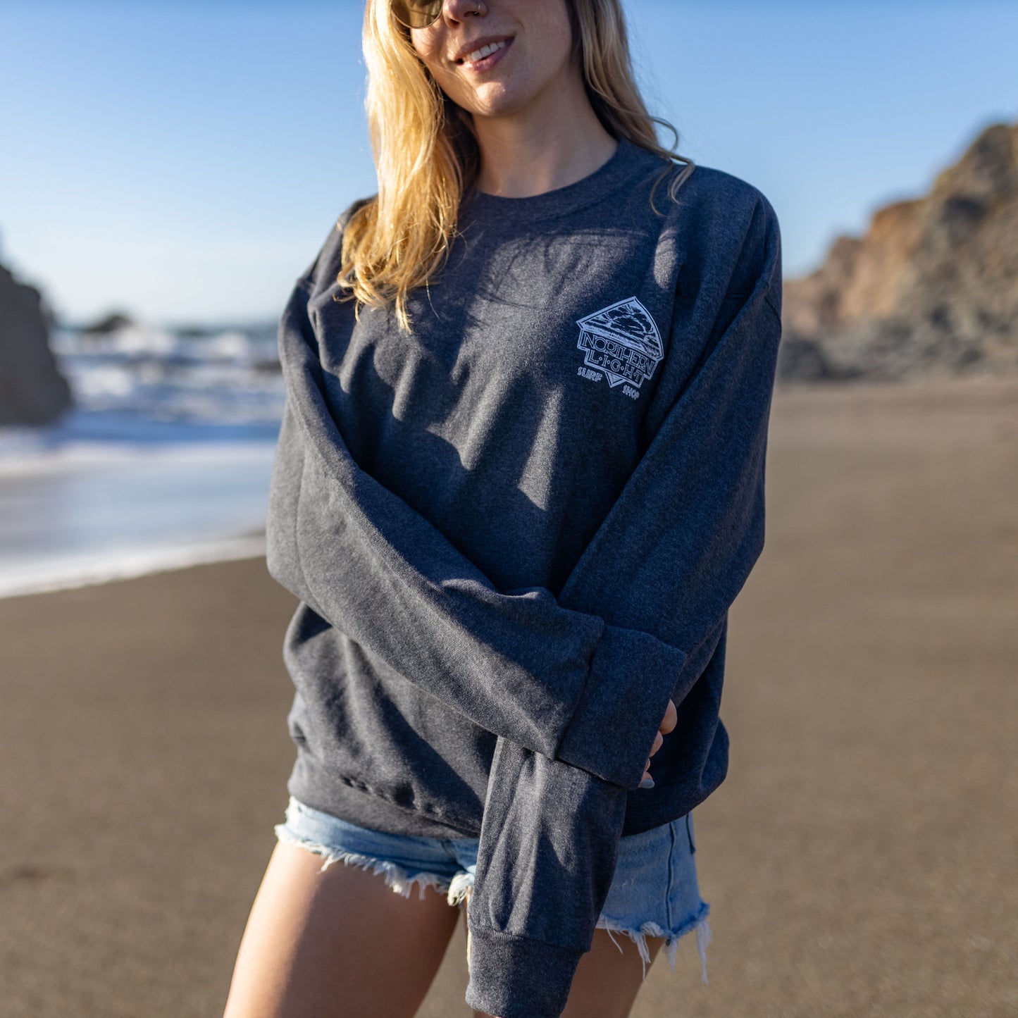 CHARCOAL GREY CREW NECK SWEATSHIRT - FRONT