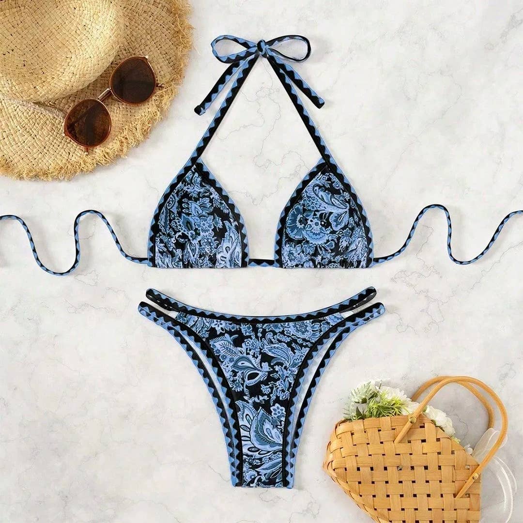 Printed Halter Neck Sexy Bikini Swimsuit Set ZK3072